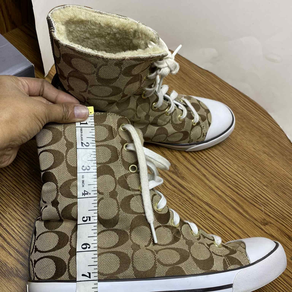 Coach Women's Bonney Sherling Brown and Tan High Top Signature Sneakers Size 10B - Picture 10 of 12